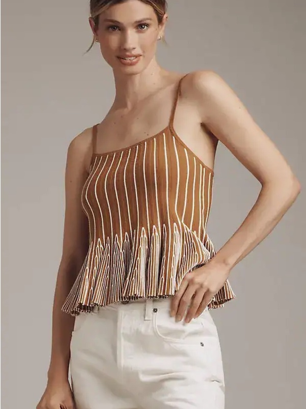 ANTHRO MAEVE Ruffled Peplum Tank